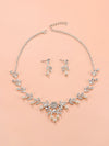 Bridal Pearl Necklace and Earrings 3 PC Jewelry Set, Wedding Crystal V-Necklace and Ear Studs Pearl Jewelry Set - KaleaBoutique.com