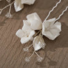 Porcelain Flower 2 PC Hairpin Set, Wedding Clay Floral U-Shape Hair Pins, Bridal Ceramic Flower Hair Pin Set - KaleaBoutique.com