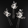 Set of 3 Flower Hairpins or Bridal Earrings, Wedding U-Shaped Floral Hairpins or Crystal Dangle Earrings - KaleaBoutique.com