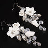 Set of 3 Flower Hairpins or Bridal Earrings, Wedding U-Shaped Floral Hairpins or Crystal Dangle Earrings - KaleaBoutique.com