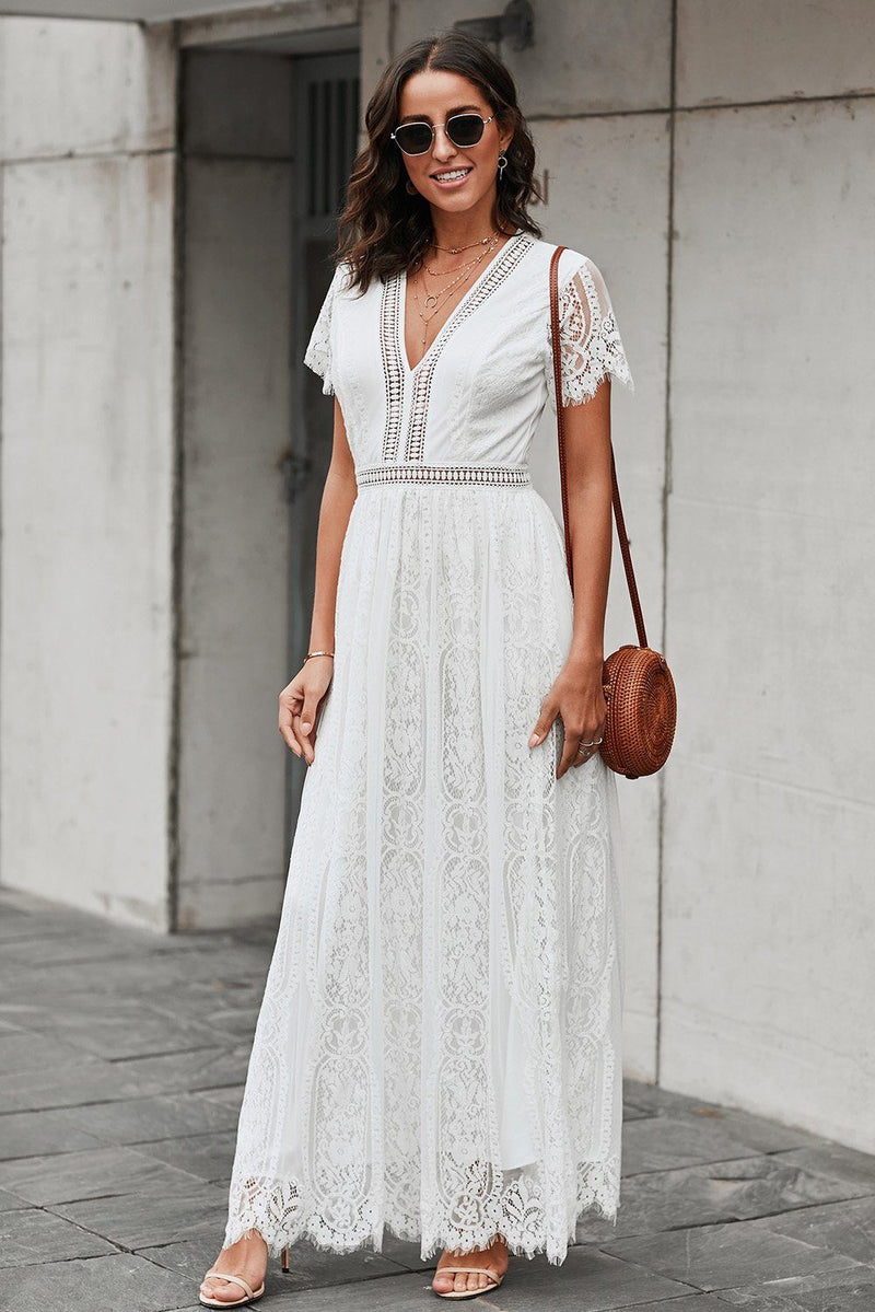 KaleaBoutique Beautiful White Fill Your Heart Lace Maxi Dress ...