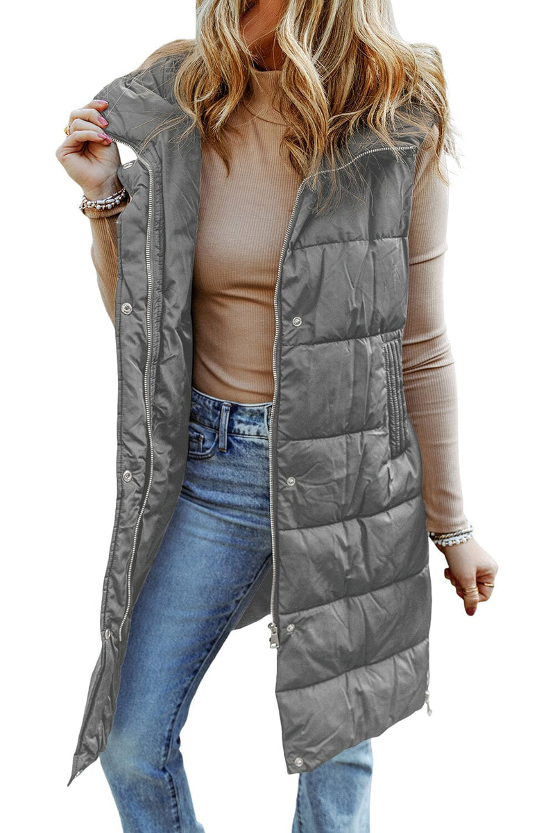 KaleaBoutique Stylish Warm Hooded Long Quilted Vest Coat - KaleaBoutique.com