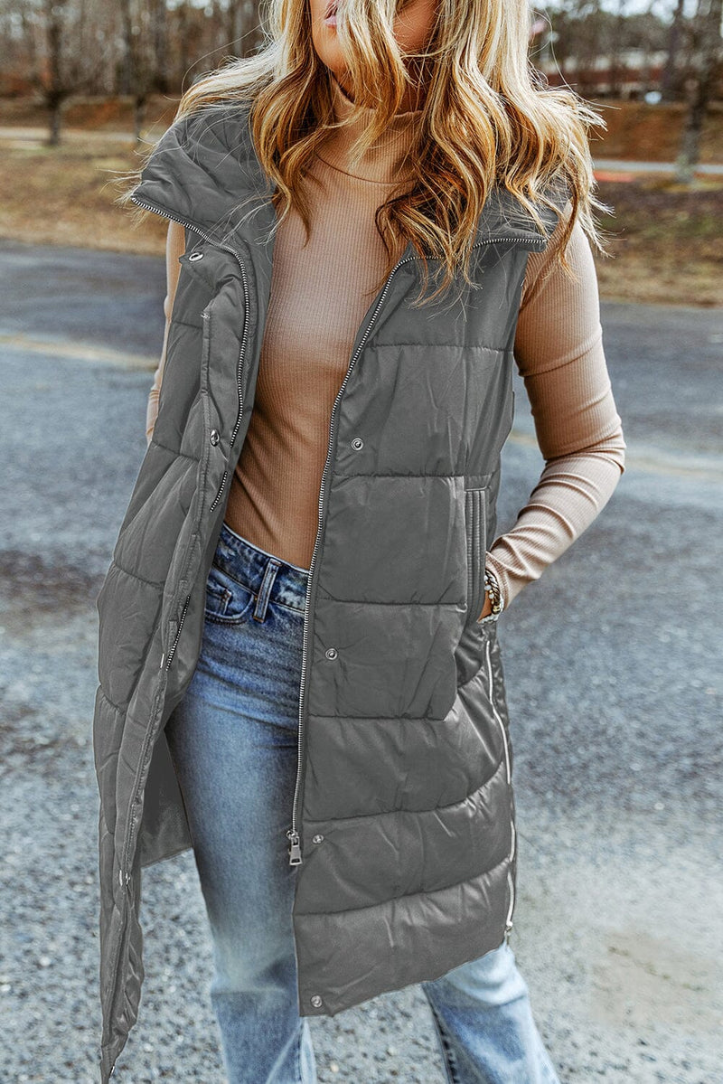 KaleaBoutique Stylish Warm Hooded Long Quilted Vest Coat - KaleaBoutique.com