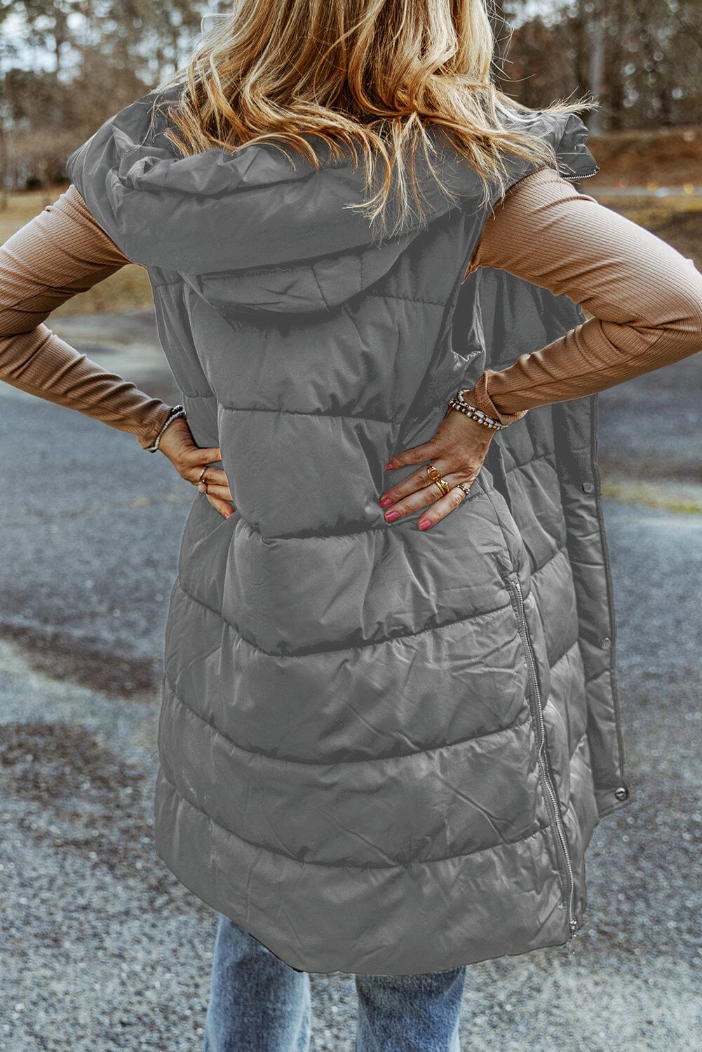 KaleaBoutique Stylish Warm Hooded Long Quilted Vest Coat - KaleaBoutique.com