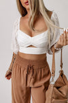 KaleaBoutique Lace Crochet Zipped Knot Cropped Blouse - KaleaBoutique.com