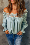 KaleaBoutique Lace Hollow-out Scalloped Neck Blouse - KaleaBoutique.com