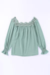 KaleaBoutique Lace Hollow-out Scalloped Neck Blouse - KaleaBoutique.com