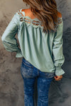 KaleaBoutique Lace Hollow-out Scalloped Neck Blouse - KaleaBoutique.com