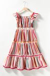 KaleaBoutique Rainbow Stripe Ruffles Ruched Tiered Dress - KaleaBoutique.com