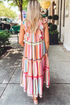 KaleaBoutique Rainbow Stripe Ruffles Ruched Tiered Dress - KaleaBoutique.com