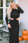 KaleaBoutique Ribbed Twist Cutout Long Sleeve Dress - KaleaBoutique.com