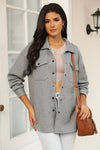 KaleaBoutique Solid Textured Flap Pocket Buttoned Shacket - KaleaBoutique.com