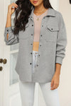 KaleaBoutique Solid Textured Flap Pocket Buttoned Shacket - KaleaBoutique.com