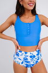 Square Neck Sleeveless Fashion Print Tankini Set - KaleaBoutique.com