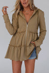 KaleaBoutique Tiered Ruffled Zip-Up Drawstring Hooded Jacket - KaleaBoutique.com