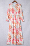 KaleaBoutique Tropical Plant Print Long Sleeve Wrap V-Neck Slit Maxi Dress - KaleaBoutique.com