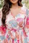 KaleaBoutique Tropical Plant Print Long Sleeve Wrap V-Neck Slit Maxi Dress - KaleaBoutique.com