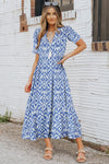 KaleaBoutique V Neck Casual Geometric Print Maxi Dress - KaleaBoutique.com