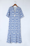 KaleaBoutique V Neck Casual Geometric Print Maxi Dress - KaleaBoutique.com