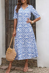 KaleaBoutique V Neck Casual Geometric Print Maxi Dress - KaleaBoutique.com