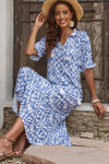 KaleaBoutique V Neck Casual Geometric Print Maxi Dress - KaleaBoutique.com