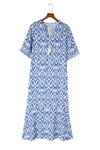 KaleaBoutique V Neck Casual Geometric Print Maxi Dress - KaleaBoutique.com