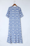 KaleaBoutique V Neck Casual Geometric Print Maxi Dress - KaleaBoutique.com