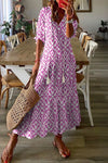 KaleaBoutique V Neck Casual Geometric Print Maxi Dress - KaleaBoutique.com