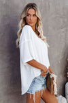 KaleaBoutique Stylish Waffle Knit Drop Shoulder Loose Top - KaleaBoutique.com